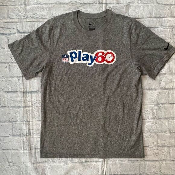 Nike NFL play 60 men M drifit Crewneck short sleeve t-shirt grey - Picture 1 of 6